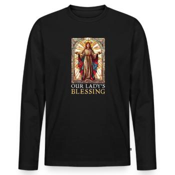 Bénédiction de la Vierge Marie - T-shirt manches longues Premium bio Homme - noir - Devant - Nico (187cm)