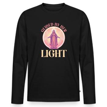 La Vierge Marie guidée par sa lumière - T-shirt manches longues Premium bio Homme - noir - Devant - Nico (187cm)