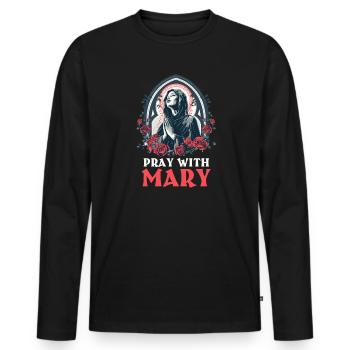La Vierge Marie prie avec Marie - T-shirt manches longues Premium bio Homme - noir - Devant - Nico (187cm)