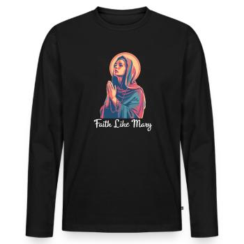 Jungfrau Maria Glaube wie Maria - Männer Premium Bio Langarmshirt - Schwarz - Vorne - Nico (187cm)