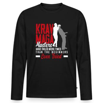 Krav Maga Entraîneurs Athlètes - T-shirt manches longues Premium bio Homme - noir - Devant - Nico (187cm)