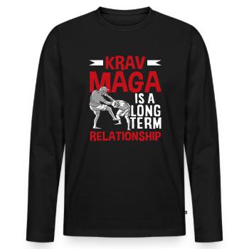 Krav Maga Funny Saying Sports - Men's Premium Organic Long Sleeve Shirt - black - Front - Nico (187cm)