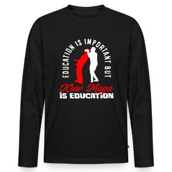 Krav Maga Martial Arts Strength - Men's Premium Organic Long Sleeve Shirt - black - Front - Nico (187cm)