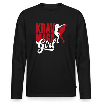 Krav Maga Girl Woman - Men's Premium Organic Long Sleeve Shirt - black - Front - Nico (187cm)