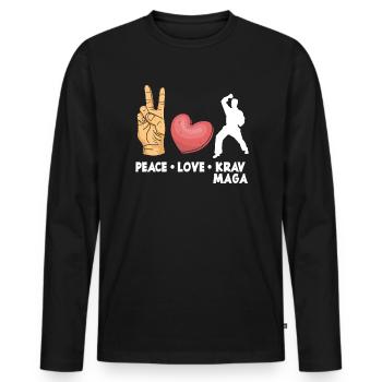Krav Maga Peace Love Hobby - Men's Premium Organic Long Sleeve Shirt - black - Front - Nico (187cm)
