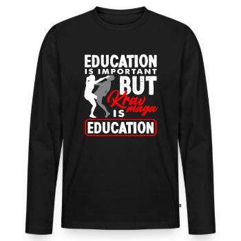 Krav Maga Autodéfense pour femmes - T-shirt manches longues Premium bio Homme - noir - Devant - Nico (187cm)