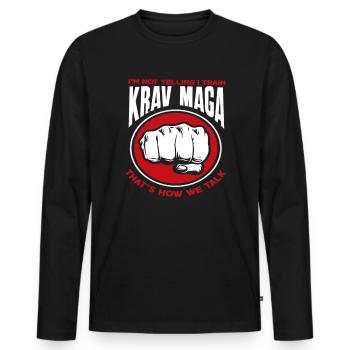 Krav Maga Language Defense - Men's Premium Organic Long Sleeve Shirt - black - Front - Nico (187cm)