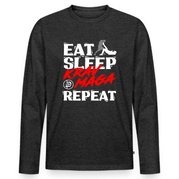Krav Maga - Männer Premium Bio Langarmshirt - Anthrazit meliert - Vorne - Nico (187cm)
