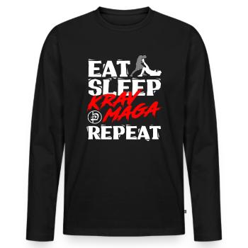 Krav Maga - Men's Premium Organic Long Sleeve Shirt - black - Front - Nico (187cm)