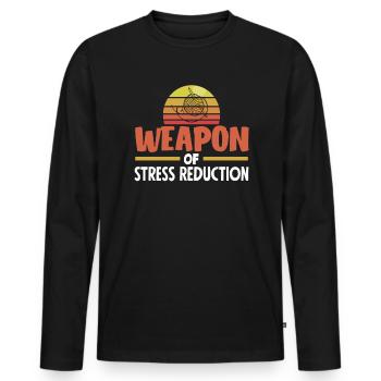 Knitting Weapon of Stress Reduction - Men's Premium Organic Long Sleeve Shirt - black - Front - Nico (187cm)