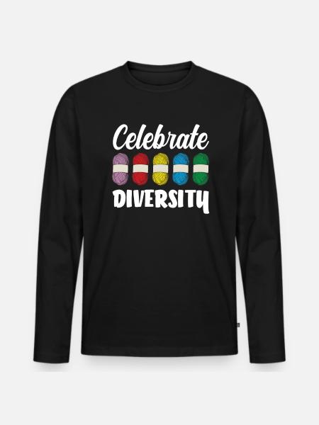 Knitting Celebrating Diversity - Men's Premium Organic Long Sleeve Shirt - black