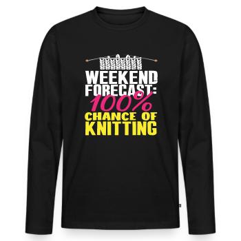 Wochenend-Prognose: 100% Stricken - Männer Premium Bio Langarmshirt - Schwarz - Vorne - Nico (187cm)