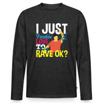 Techno Lover - Ich Liebe Rave So Sehr - Männer Premium Bio Langarmshirt - Anthrazit meliert - Vorne - Nico (187cm)