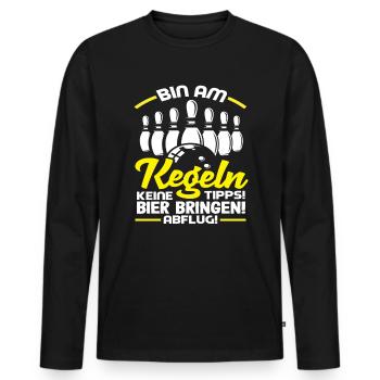 Je joue au bowling pas de pourboires Apportez de la bière départ - T-shirt manches longues Premium bio Homme - noir - Devant - Nico (187cm)