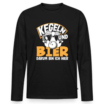 Bowling et bière C’est pourquoi je suis ici - T-shirt manches longues Premium bio Homme - noir - Devant - Nico (187cm)
