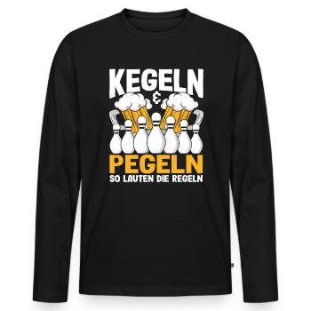 Bowling and leveling: these are the rules - Men's Premium Organic Long Sleeve Shirt - black - Front - Nico (187cm)