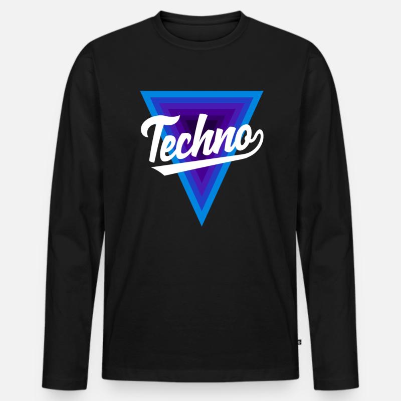 Techno Lover Triangle Design - T-shirt manches longues Premium bio Homme - noir