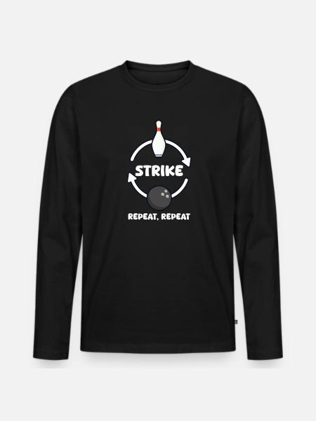 Bowling Strike, Repeat, Repeat - Men's Premium Organic Long Sleeve Shirt - black