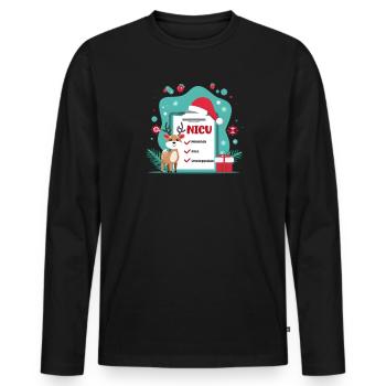 USIN Noël USIN : vilain, gentil, inarrêtable - T-shirt manches longues Premium bio Homme - noir - Devant - Nico (187cm)