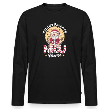 Noël de l’USIN L’infirmière préférée du Père Noël de l’USIN - T-shirt manches longues Premium bio Homme - noir - Devant - Nico (187cm)