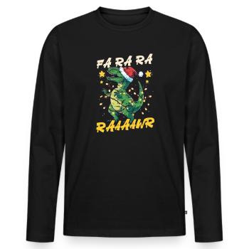Dinosaur Christmas Fa Ra Ra Raaaawr - Men's Premium Organic Long Sleeve Shirt - black - Front - Nico (187cm)