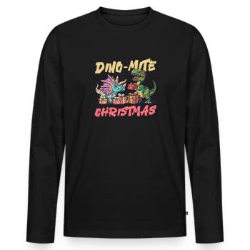 Dinosaure Noël Dino-Mite Noël - T-shirt manches longues Premium bio Homme - noir - Devant - Nico (187cm)