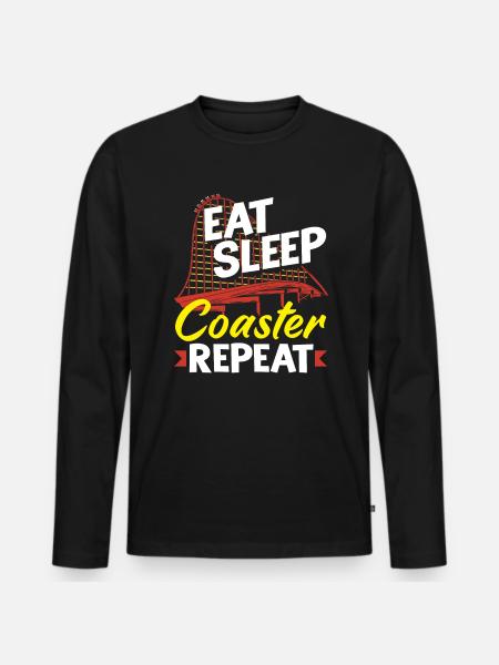 Roller coaster eat sleep repeat - Men's Premium Organic Long Sleeve Shirt - black