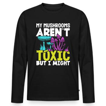 Meine Pilze Sind Nicht Giftig - Männer Premium Bio Langarmshirt - Schwarz - Vorne - Nico (187cm)