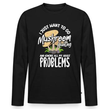 Mushroom Picker Lust Ignore Problems - Men's Premium Organic Long Sleeve Shirt - black - Front - Nico (187cm)
