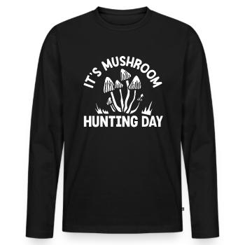 Pilzjäger Es Ist Pilz Jagd Tag - Männer Premium Bio Langarmshirt - Schwarz - Vorne - Nico (187cm)