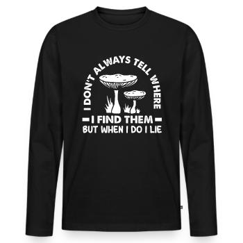 Mushroom Picker Mysterious Hunt Reveal - Men's Premium Organic Long Sleeve Shirt - black - Front - Nico (187cm)