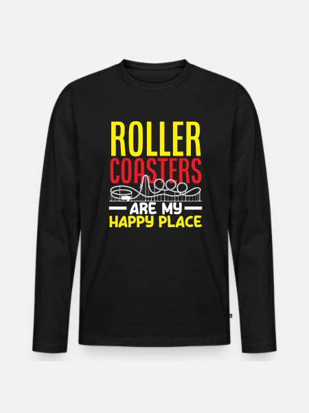 Achterbahnen Mein Glücksort Abenteuer - Männer Premium Bio Langarmshirt - Schwarz
