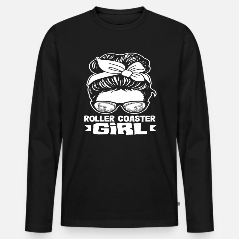 Achterbahn Mädchen Stilvoller Look - Männer Premium Bio Langarmshirt - Schwarz