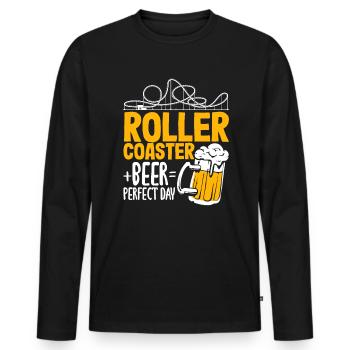 Montagnes russes et bière journée parfaite - T-shirt manches longues Premium bio Homme - noir - Devant - Nico (187cm)