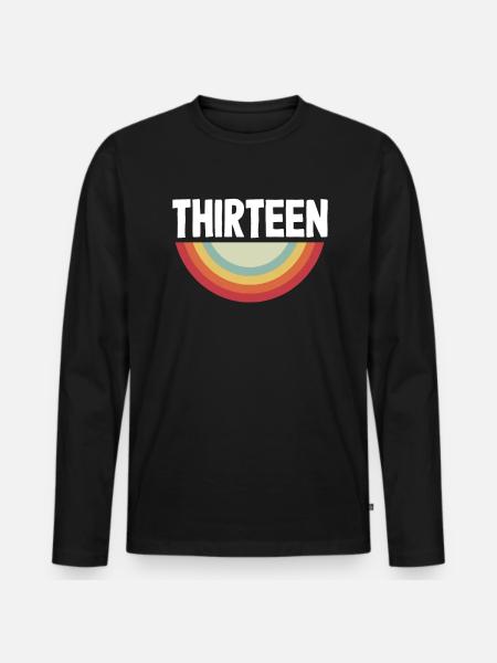 Retro Rainbow 13th Birthday - Men's Premium Organic Long Sleeve Shirt - black