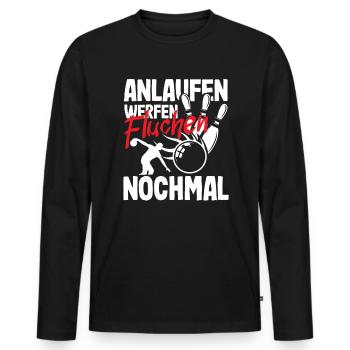 Bowling Run Up Throwing Cursing Again - Men's Premium Organic Long Sleeve Shirt - black - Front - Nico (187cm)