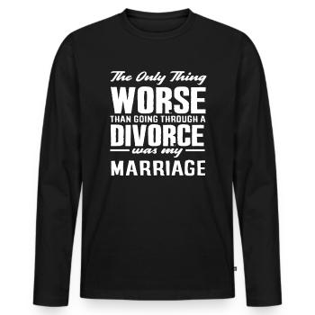 Schlimmer Als Die Scheidung War Die Scheidung - Männer Premium Bio Langarmshirt - Schwarz - Vorne - Nico (187cm)