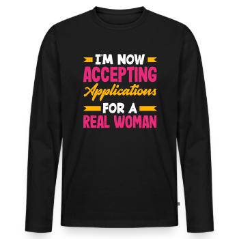 Accepter les demandes de divorce avec une vraie femme - T-shirt manches longues Premium bio Homme - noir - Devant - Nico (187cm)