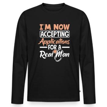 Acceptation des demandes Homme réel Divorce - T-shirt manches longues Premium bio Homme - noir - Devant - Nico (187cm)