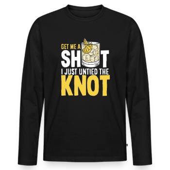 Obtenez-moi une photo Je viens de dénouer le nœud du divorce - T-shirt manches longues Premium bio Homme - noir - Devant - Nico (187cm)