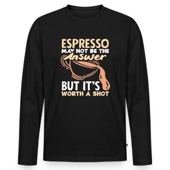 La réponse de l’espresso des amateurs de café en vaut la peine - T-shirt manches longues Premium bio Homme - noir - Devant - Nico (187cm)