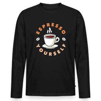 Amateur de café Espresso Yourself - T-shirt manches longues Premium bio Homme - noir - Devant - Nico (187cm)