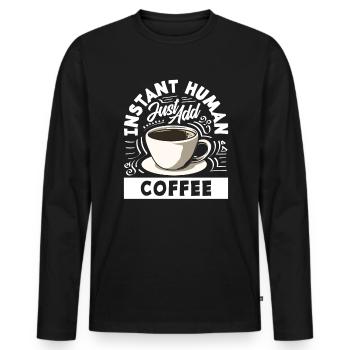 Amateurs de café café humain instantané - T-shirt manches longues Premium bio Homme - noir - Devant - Nico (187cm)
