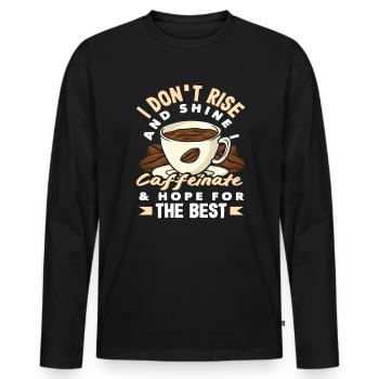 Amateurs de café : caféine et espoir pour le meilleur - T-shirt manches longues Premium bio Homme - noir - Devant - Nico (187cm)