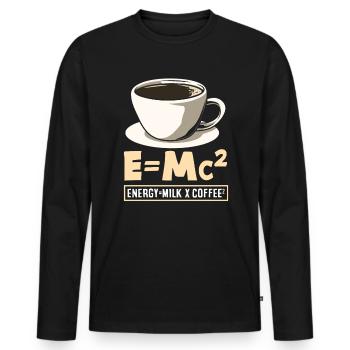 Kaffee-Liebhaber E=Mc² Energie-Milch - Männer Premium Bio Langarmshirt - Schwarz - Vorne - Nico (187cm)