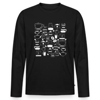 La joie du petit-déjeuner pour les amateurs de café - T-shirt manches longues Premium bio Homme - noir - Devant - Nico (187cm)