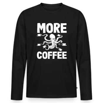 Plus de Coffee Squid Coffee Lover - T-shirt manches longues Premium bio Homme - noir - Devant - Nico (187cm)