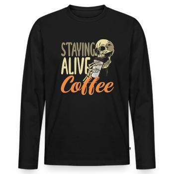 Le squelette des amateurs de café reste éveillé - T-shirt manches longues Premium bio Homme - noir - Devant - Nico (187cm)