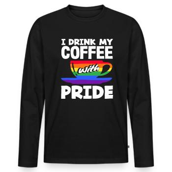 Les amateurs de café fiers de fierté - T-shirt manches longues Premium bio Homme - noir - Devant - Nico (187cm)