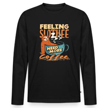 Amateurs de café, soyez paresseux, plus de café - T-shirt manches longues Premium bio Homme - noir - Devant - Nico (187cm)